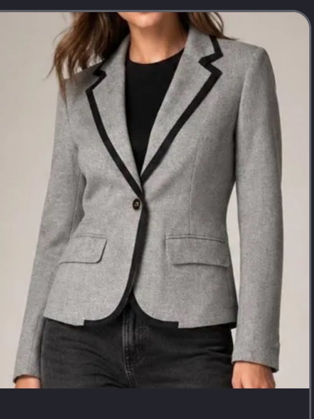 Merona Gray Contrast-Trim Blazer Jacket 12